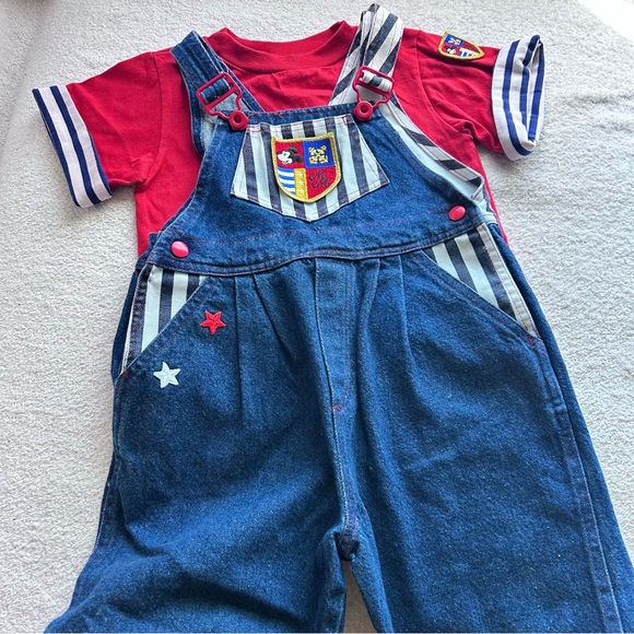 Vintage 90s Disney Store denim match Jean Jacket Overalls Shorts Top Size 6x